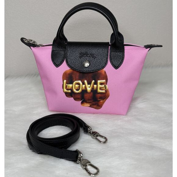 Longchamp x Toiletpaper Love Pink XS Top Handle Bag Crossbody Collab Rare NWOT - Picture 1 of 13